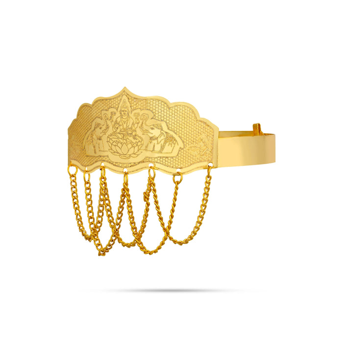 Baju Band Jewellery Pair - 3.5 Inches | Mahalakshmi Design Armlet Jewelry/ Gold Polish Vanki For Baby - Ethnic Wear Accessories