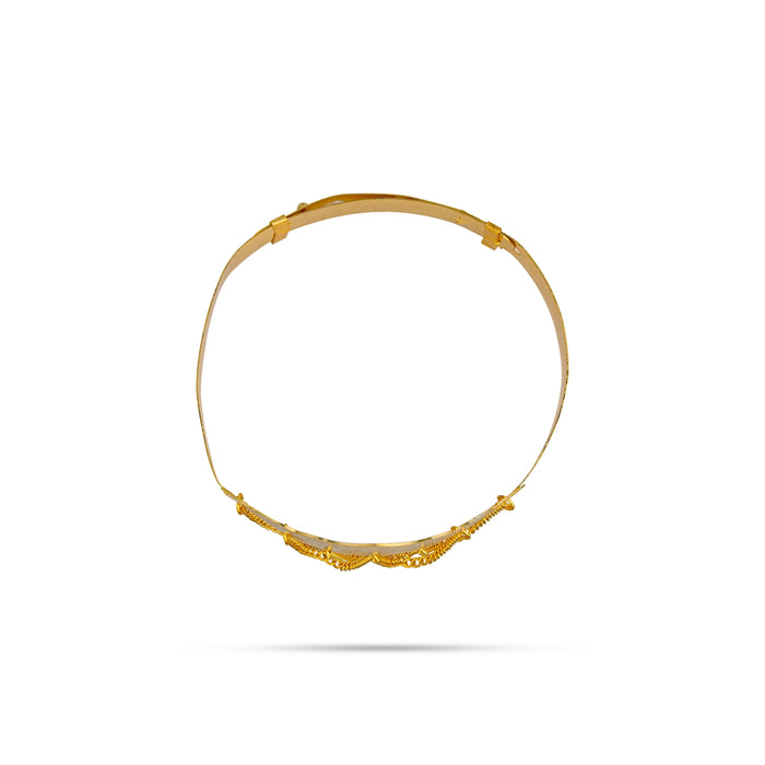 Baju Band Jewellery Pair - 3.5 Inches | Mahalakshmi Design Armlet Jewelry/ Gold Polish Vanki For Baby - Ethnic Wear Accessories