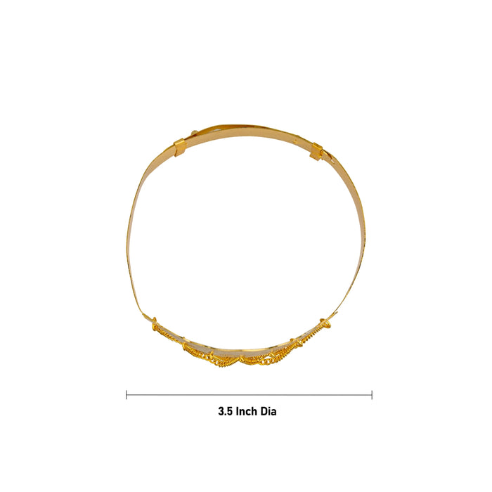 Baju Band Jewellery Pair - 3.5 Inches | Mahalakshmi Design Armlet Jewelry/ Gold Polish Vanki For Baby - Ethnic Wear Accessories