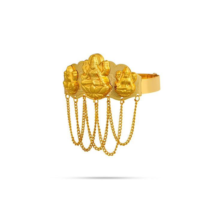 Baju Band Jewellery Pair - 3 Inches | Mahalakshmi Design Armlet Jewelry/ Gold Polish Vanki For Baby - Ethnic Wear Accessories