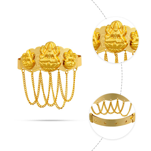 Baju Band Jewellery Pair - 3 Inches | Mahalakshmi Design Armlet Jewelry/ Gold Polish Vanki For Baby - Ethnic Wear Accessories