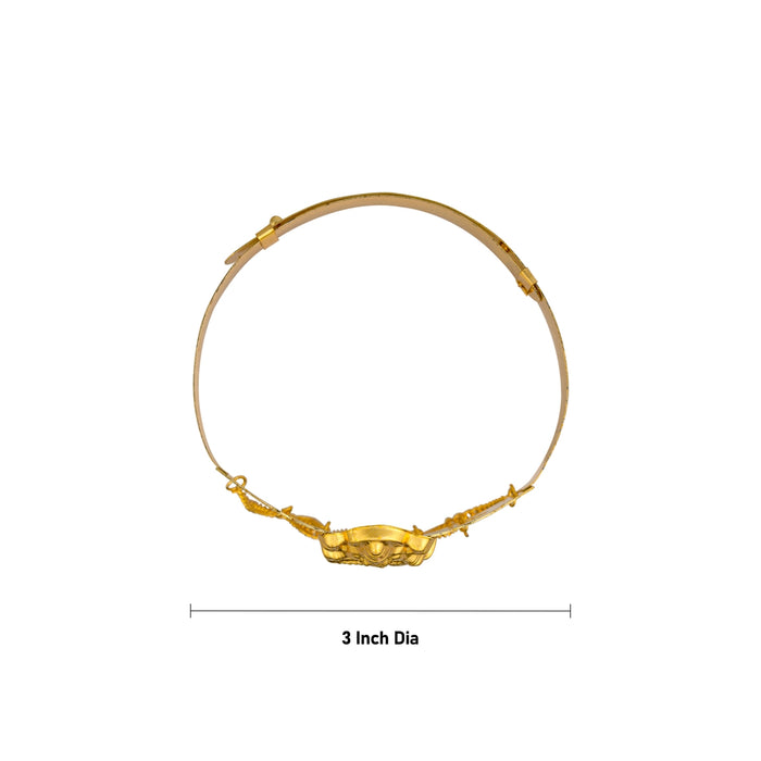 Baju Band Jewellery Pair - 3 Inches | Mahalakshmi Design Armlet Jewelry/ Gold Polish Vanki For Baby - Ethnic Wear Accessories