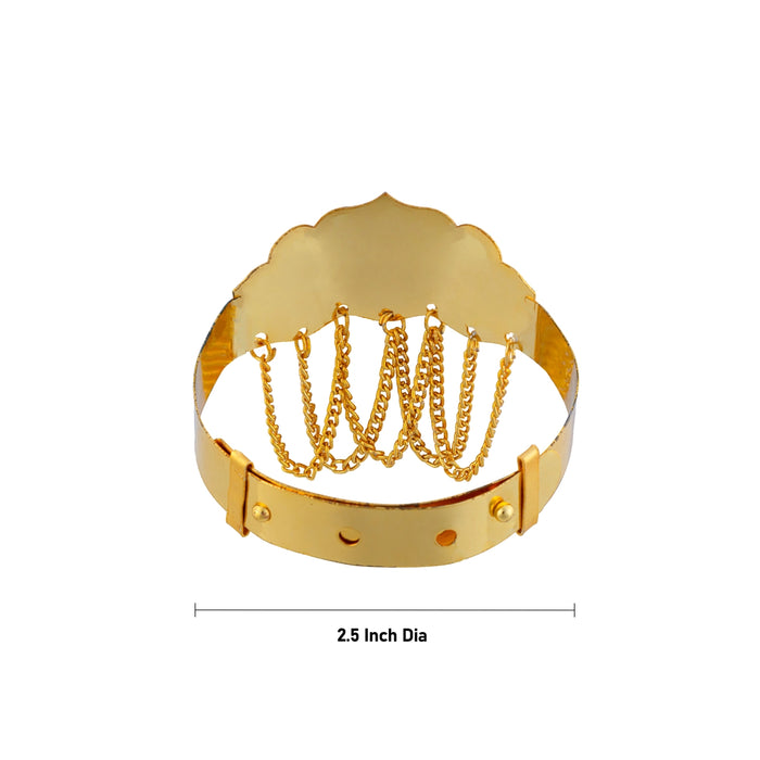 Baju Band Jewellery Pair - 2.5 Inches | Gold Polish Vanki/ Mahalakshmi Design Armlet Jewelry For Baby - Ethnic Wear Accessories