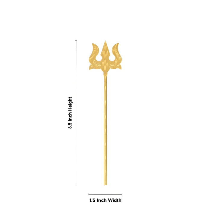 Trishul - 6.5 x 1.5 Inches | Gold Polish Astras/ Metal Lord Shiva Trishul/ Durga Trishul/ Soolam for Deity