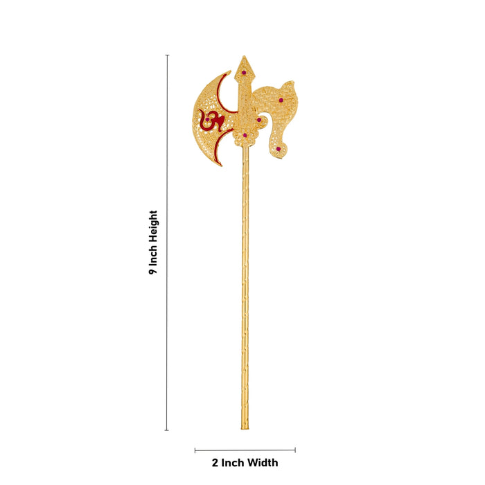 Parshu Ankusha Weapons Pair - 9 x 2 Inches | Stone Swamy Alangaram/ Gold Polish Astras for Deity