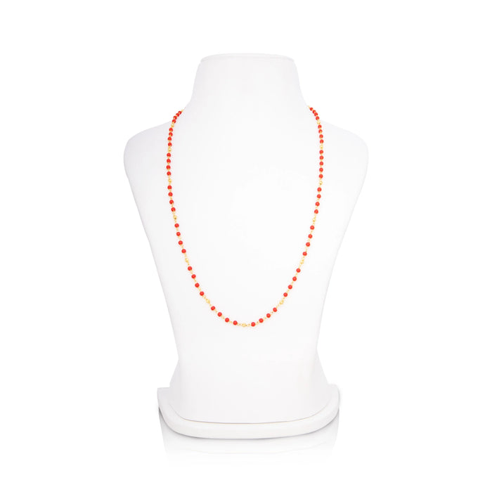 Coral Mala - 12 Inches | Gold Polish Beads With Coral Beads Mala/ Coral Beads Jewelry for Women