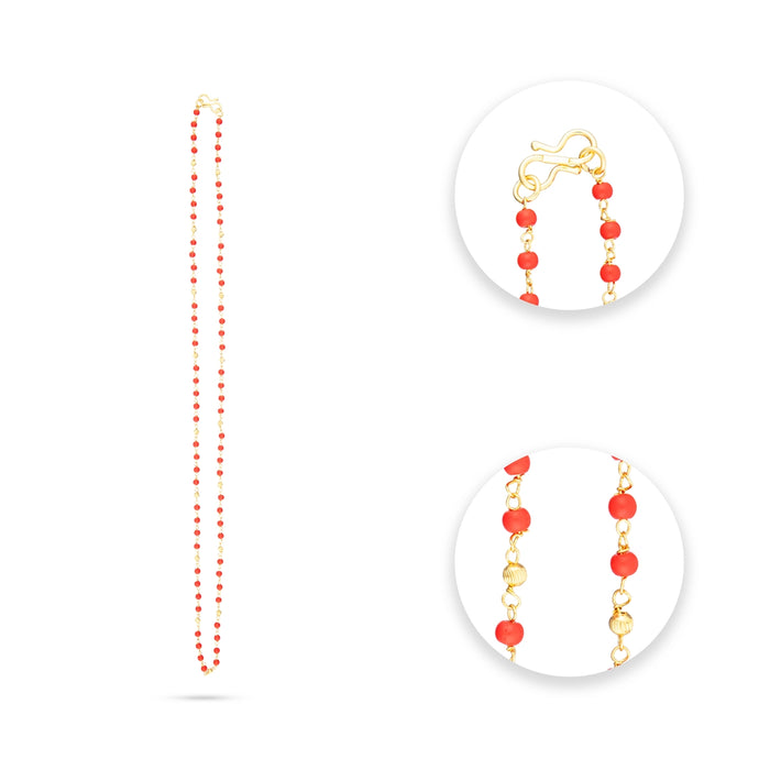 Coral Mala - 12 Inches | Gold Polish Beads With Coral Beads Mala/ Coral Beads Jewelry for Women