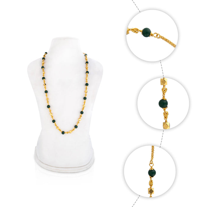 Jade Mala - 14 Inches | Gold Polish Jewellery / Short Chain / Artificial Jewelry for Women - Ethnic Wear Accessories