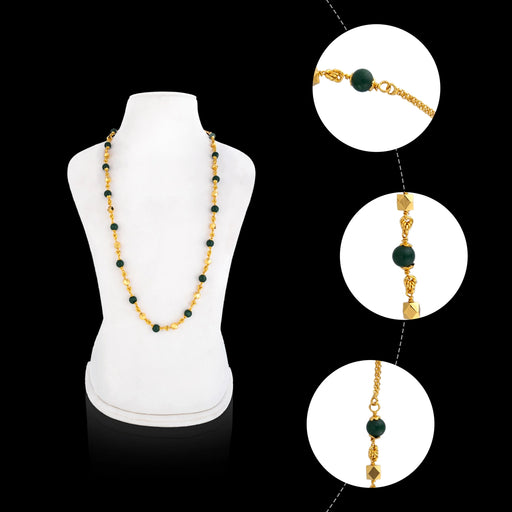 Jade Mala - 14 Inches | Gold Polish Jewellery / Short Chain / Artificial Jewelry for Women - Ethnic Wear Accessories