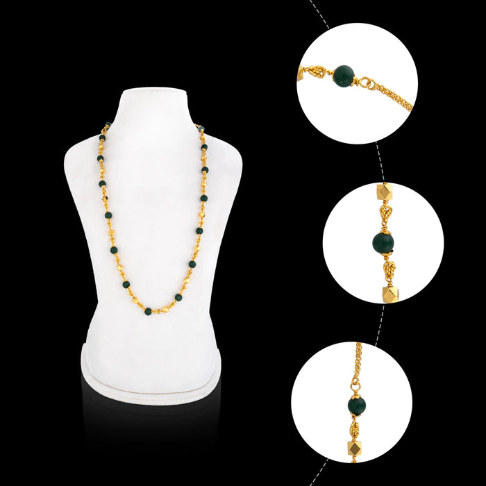 Jade Mala - 14 Inches | Gold Polish Jewellery / Short Chain / Artificial Jewelry for Women - Ethnic Wear Accessories