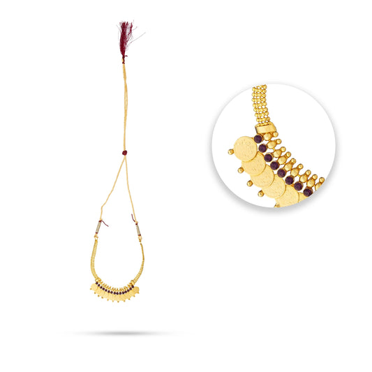 Kaasumala With Ear Ring Set - 4 Inches | Gold Polish With Stone Necklace & Stud Earrings/ Stone Jewellery for Women - Ethnic Wear Accessories