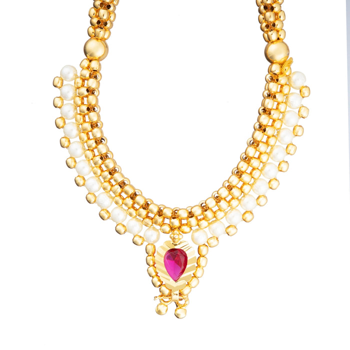 Necklace - 5 Inches | Beaded Necklace/ Gold Polish Jewelry/ Jewellery for Women