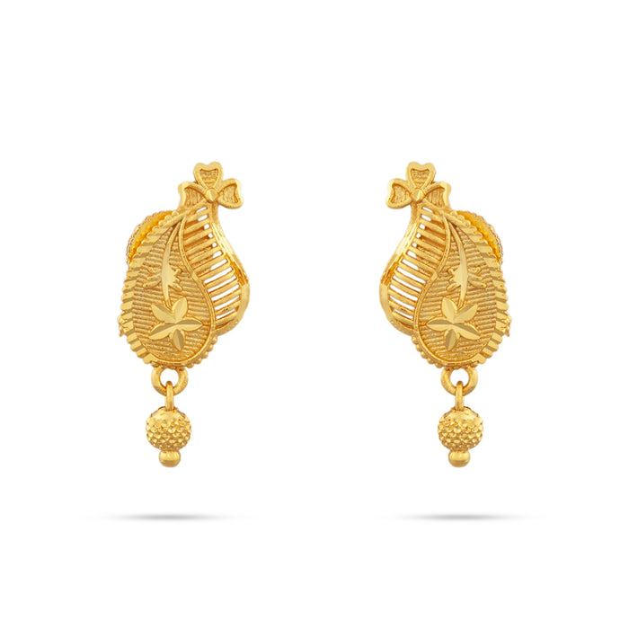 Earring Pair - 1 x 0.5 Inches | Gold Polish Studs/ Ear Ring/ Artificial Jewellery/ Earrings for Women