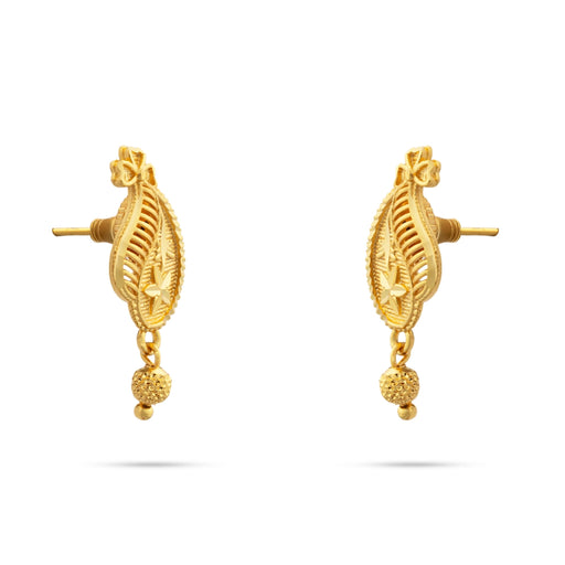 Earring Pair - 1 x 0.5 Inches | Gold Polish Studs/ Ear Ring/ Artificial Jewellery/ Earrings for Women - Ethnic Wear Accessories