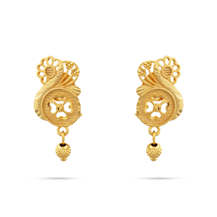 Earring Pair - 1 x 0.5 Inches | Gold Polish Studs/ Ear Ring/ Artificial Jewellery/ Earrings for Women