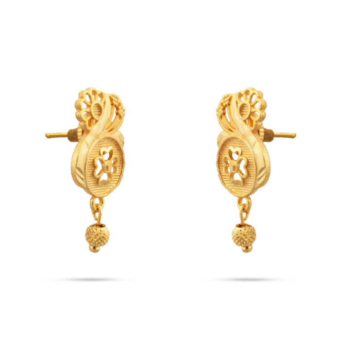 Earring Pair - 1 x 0.5 Inches | Gold Polish Studs/ Ear Ring/ Artificial Jewellery/ Earrings for Women