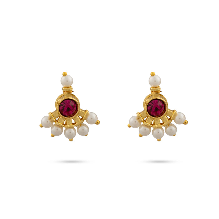 Stone Earring Pair | Gold Polish Studs/ Pearl Earrings/ Ear Ring for Women