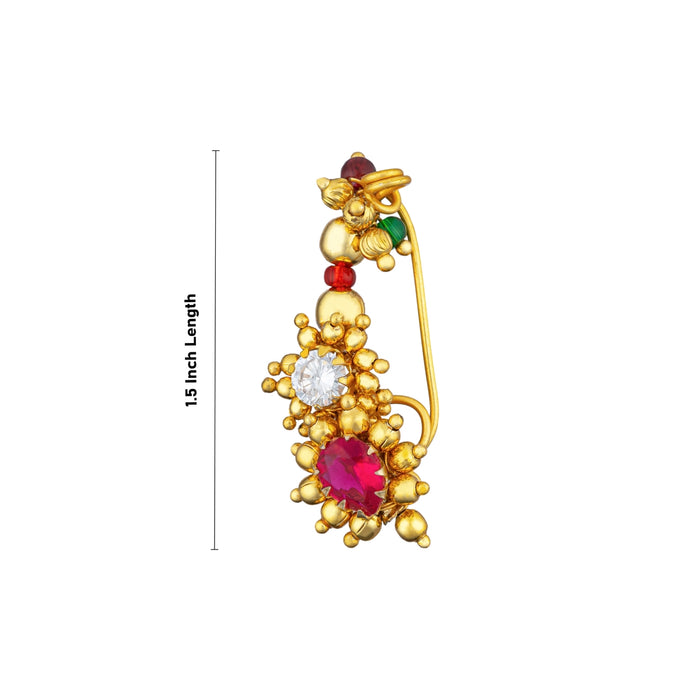 Bullaku Nose Pin | Stone Nose Pin/ Beads Jewellery/ Gold Polish Nathu Bullaku for Deity