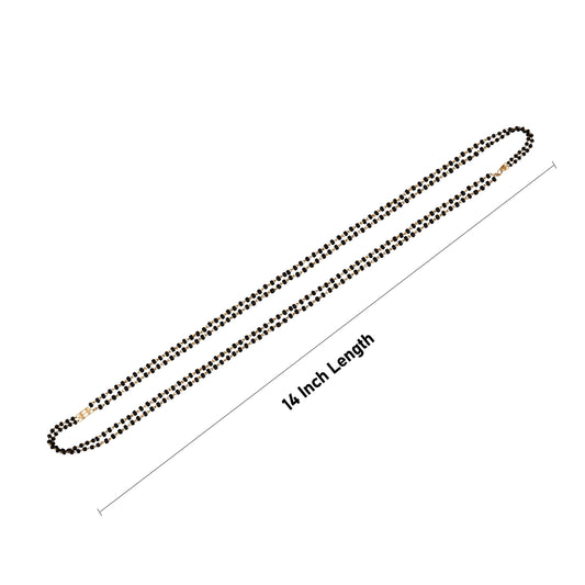 Mangal Sutra - 14 Inches | Black Beads Mangalsutra Chain/ Artificial Jewellery/ 2 Line Mangala Sutra for Women - Ethnic Wear Accessories