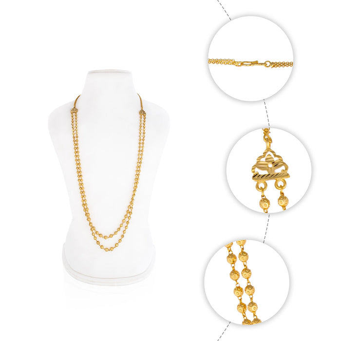 Beads Mala - 14 Inches | 2 Line / Artificial Jewelry / Beads Malai / Gold Polish Jewellery for Women - Ethnic Wear Accessories