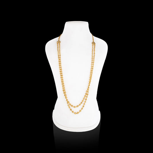 Beads Mala - 14 Inches | 2 Line / Artificial Jewelry / Beads Malai / Gold Polish Jewellery for Women - Ethnic Wear Accessories