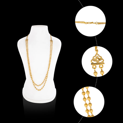 Beads Mala - 14 Inches | 2 Line / Artificial Jewelry / Beads Malai / Gold Polish Jewellery for Women - Ethnic Wear Accessories