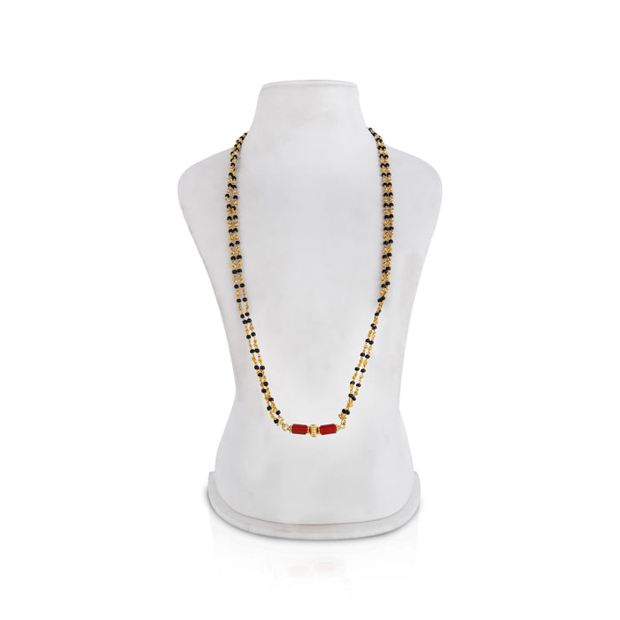 Coral Mangal Sutra - 16 Inches | 2 Line / Gold Plated Mangalsutra / Mangal Sutra / Thali Chain - Ethnic Wear Accessories