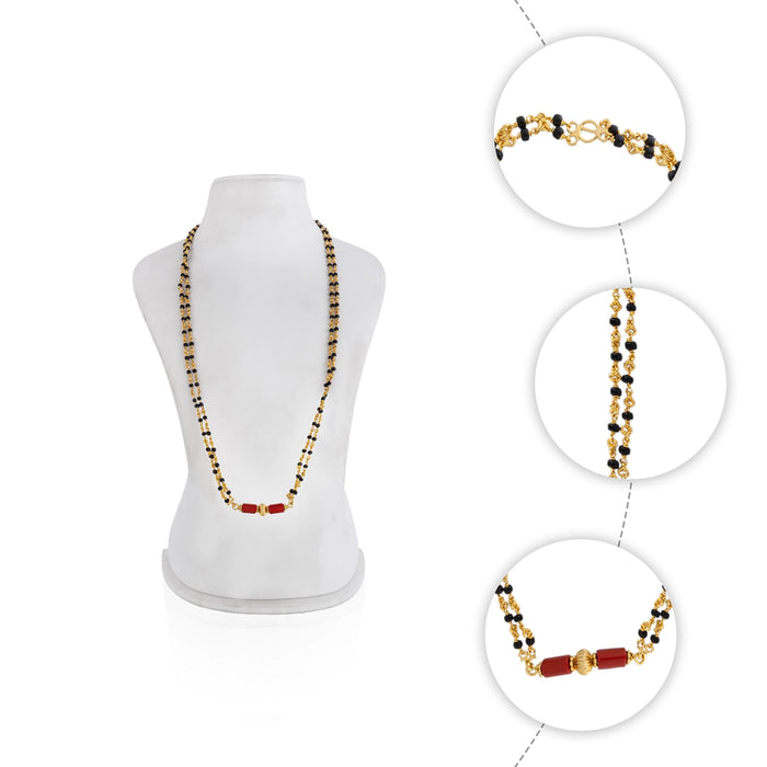 Coral Mangal Sutra - 16 Inches | 2 Line / Gold Plated Mangalsutra / Mangal Sutra / Thali Chain - Ethnic Wear Accessories