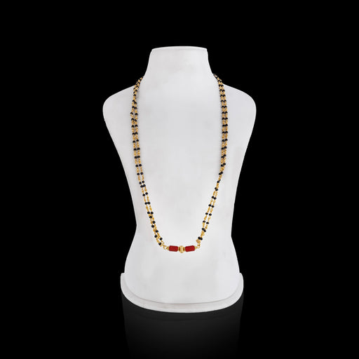 Coral Mangal Sutra - 16 Inches | 2 Line / Gold Plated Mangalsutra / Mangal Sutra / Thali Chain - Ethnic Wear Accessories