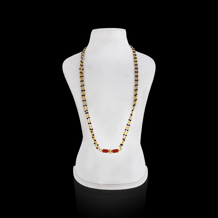Coral Mangal Sutra - 16 Inches | 2 Line / Gold Plated Mangalsutra / Mangal Sutra / Thali Chain - Ethnic Wear Accessories