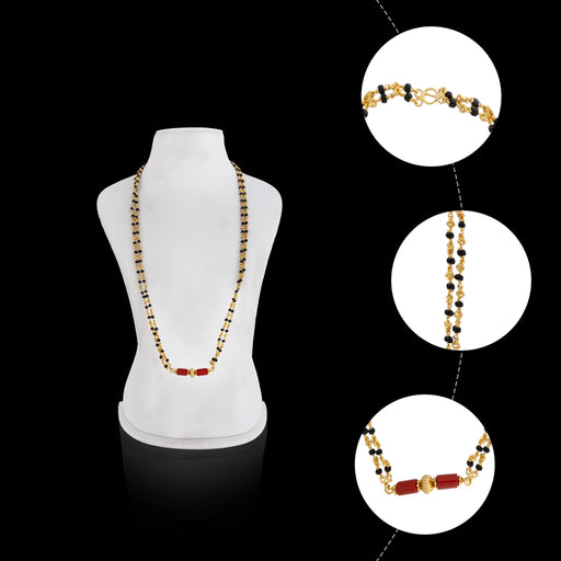 Coral Mangal Sutra - 16 Inches | 2 Line / Gold Plated Mangalsutra / Mangal Sutra / Thali Chain - Ethnic Wear Accessories
