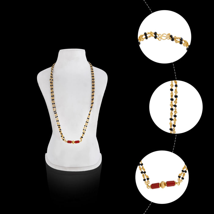 Coral Mangal Sutra - 16 Inches | 2 Line / Gold Plated Mangalsutra / Mangal Sutra / Thali Chain - Ethnic Wear Accessories