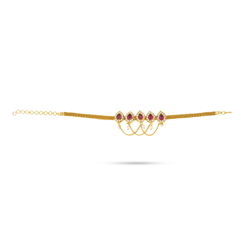 Baju Band - 9.5 Inches | Stone Jewellery/ Gold Polish Armlet Jewelry/ Artificial Jewellery for Women