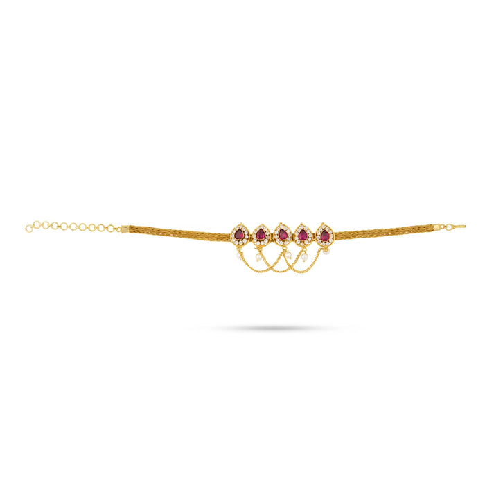 Baju Band - 9.5 Inches | Stone Jewellery/ Gold Polish Armlet Jewelry/ Artificial Jewellery for Women