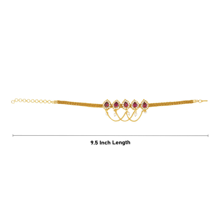 Baju Band - 9.5 Inches | Stone Jewellery/ Gold Polish Armlet Jewelry/ Artificial Jewellery for Women