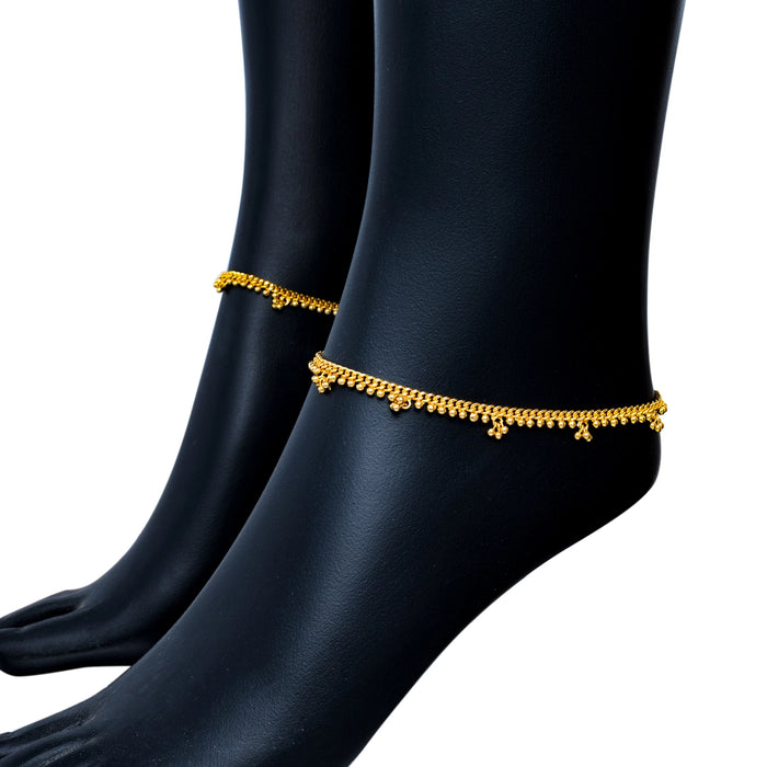 Foot Anklet - 10 Inches | Gold Polish Kolusu/Payal Anklet/ Artificial Jewellery For Traditional & Festive Wear - Ethnic Wear Accessories