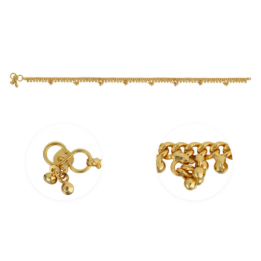 Foot Anklet - 10 Inches | Gold Polish Kolusu/Payal Anklet/ Artificial Jewellery For Traditional & Festive Wear - Ethnic Wear Accessories