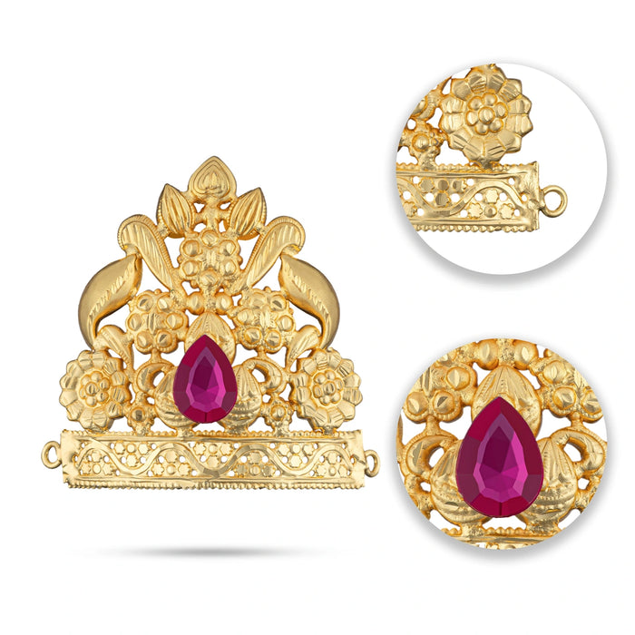 Half Crown - 2.75 x 2.5 Inches | Gold Polish Half Kireedam/ Single Stone Kiridam/ Mukut for Deity Decor