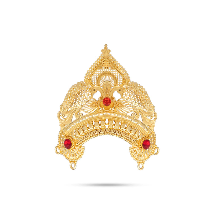 Half Crown - 3.5 x 3 Inches | Gold Polish Half Kireedam/ Stone Kiridam/ Mukut for Deity Decor