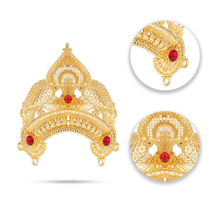 Half Crown - 3.5 x 3 Inches | Gold Polish Half Kireedam/ Stone Kiridam/ Mukut for Deity Decor