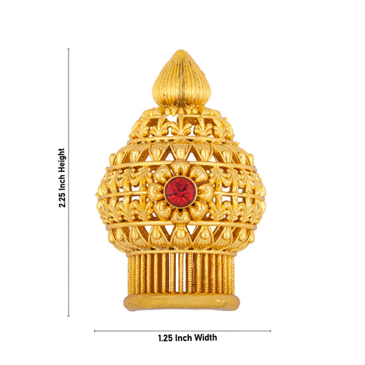 Half Vairamudi Crown - 2.25 x 1.25 Inches | Gold Polish With Single Stone Half Kireedam/ Half Mukut for Deity - Head & Face Accessories