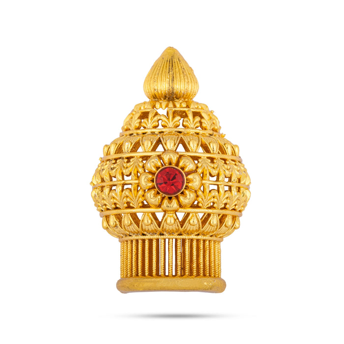 Half Vairamudi Crown | Gold Polish Half Kireedam/ Single Stone Half Mukut/ Half Kiridam for Deity - Head & Face Accessories