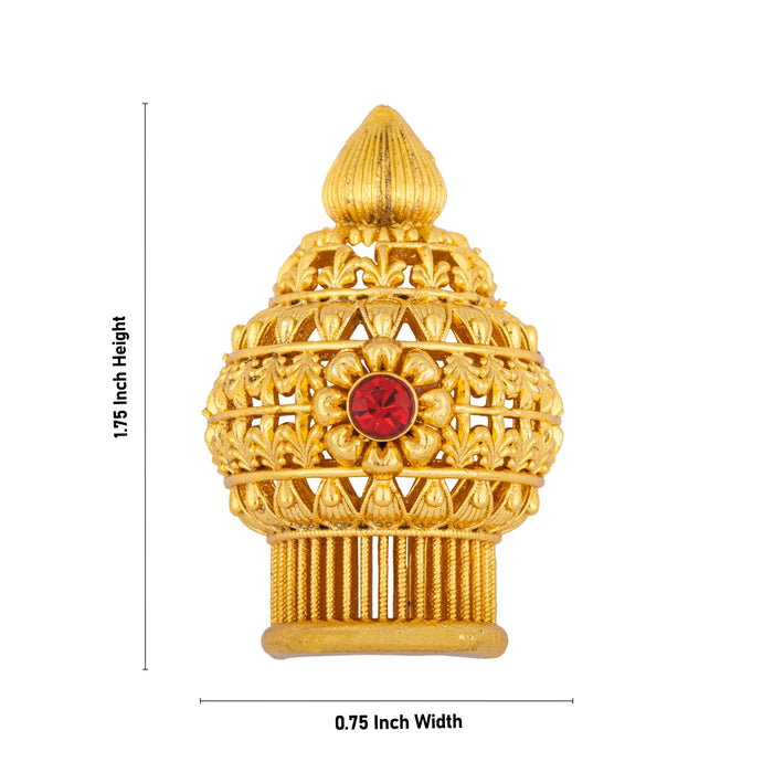 Half Vairamudi Crown | Gold Polish Half Kireedam/ Single Stone Half Mukut/ Half Kiridam for Deity - Head & Face Accessories