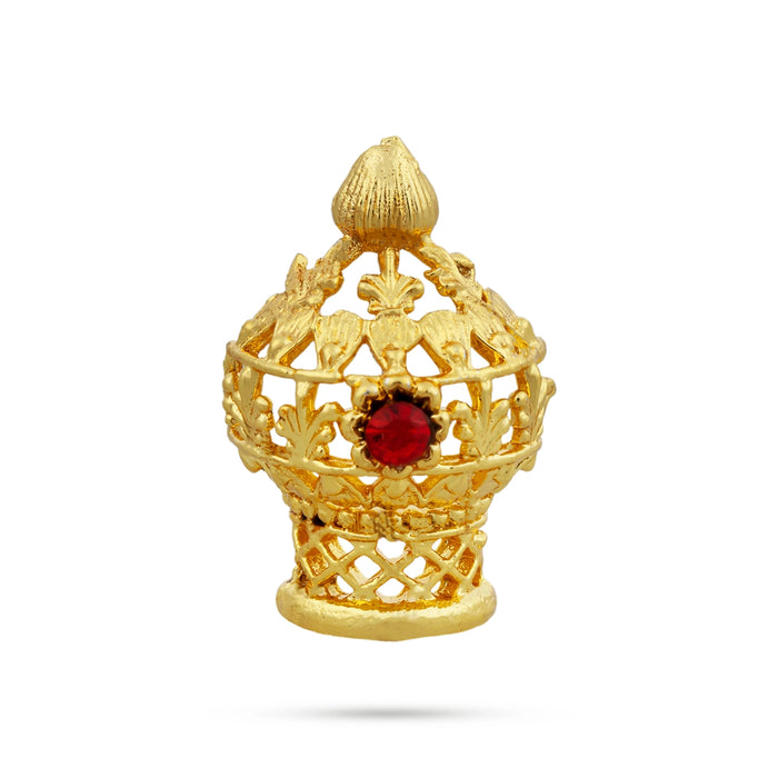 Half Vairamudi Crown - 1 x 0.5 Inch | Gold Polish & Single Stone Kireedam/ Kiridam/ Mukut for Deity - Head & Face Accessories