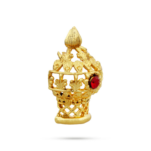 Half Vairamudi Crown - 1 x 0.5 Inch | Gold Polish & Single Stone Kireedam/ Kiridam/ Mukut for Deity - Head & Face Accessories