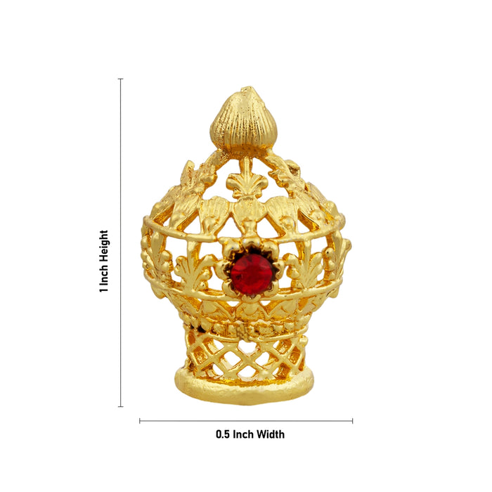 Half Vairamudi Crown - 1 x 0.5 Inch | Gold Polish & Single Stone Kireedam/ Kiridam/ Mukut for Deity - Head & Face Accessories