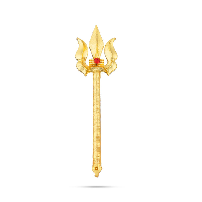 Trishul - 3 x 1 Inches | Gold Polish With Stone Astras/ God Shiva Trishul/ Soolam/ Durga Maa Trishul for Deity