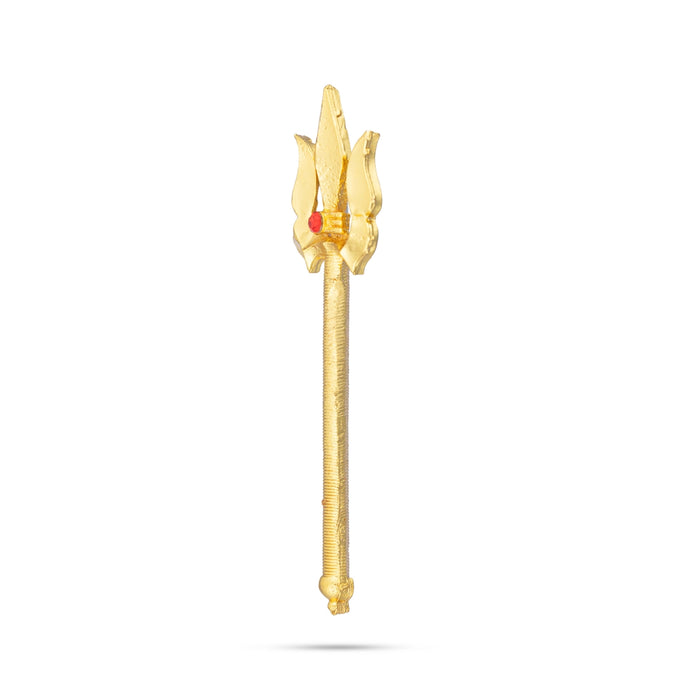 Trishul - 3 x 1 Inches | Gold Polish With Stone Astras/ God Shiva Trishul/ Soolam/ Durga Maa Trishul for Deity