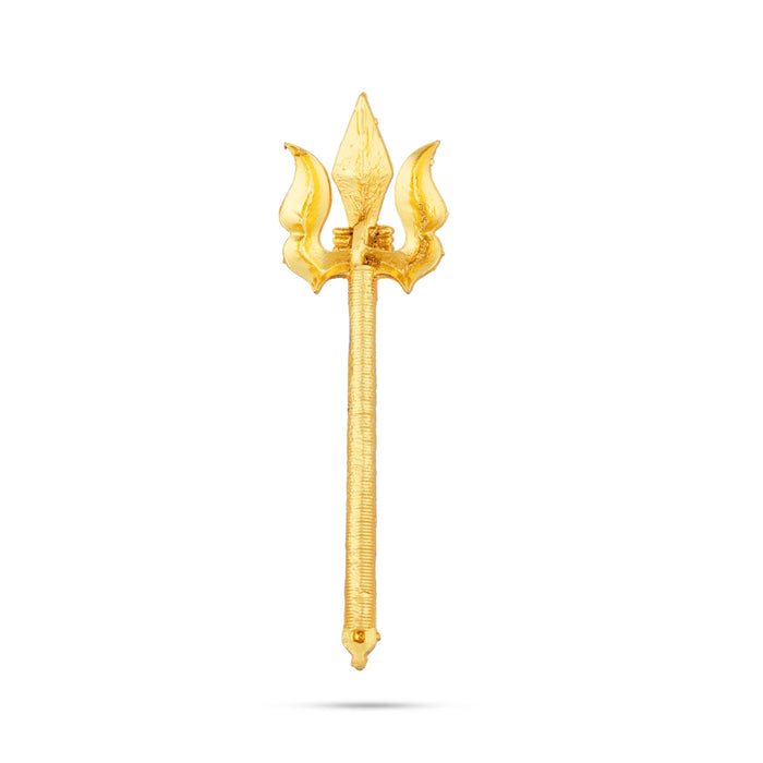 Trishul - 3 x 1 Inches | Gold Polish With Stone Astras/ God Shiva Trishul/ Soolam/ Durga Maa Trishul for Deity