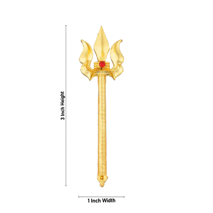 Trishul - 3 x 1 Inches | Gold Polish With Stone Astras/ God Shiva Trishul/ Soolam/ Durga Maa Trishul for Deity